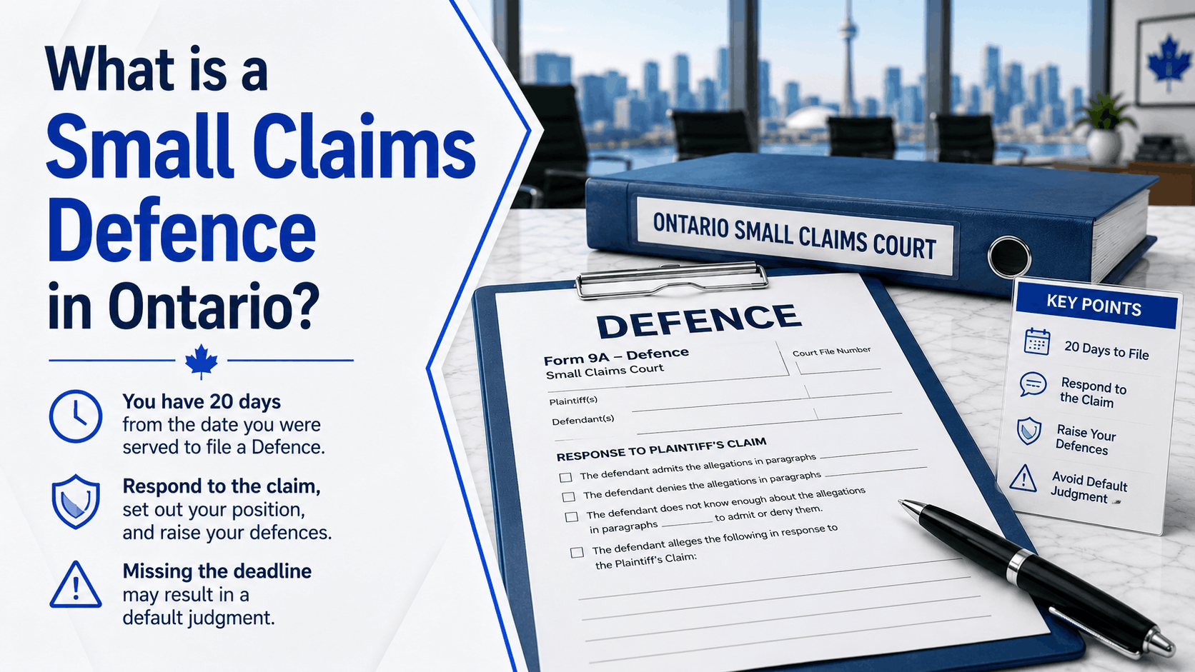 What is a Small Claims Defence (Form 9A) in Ontario?